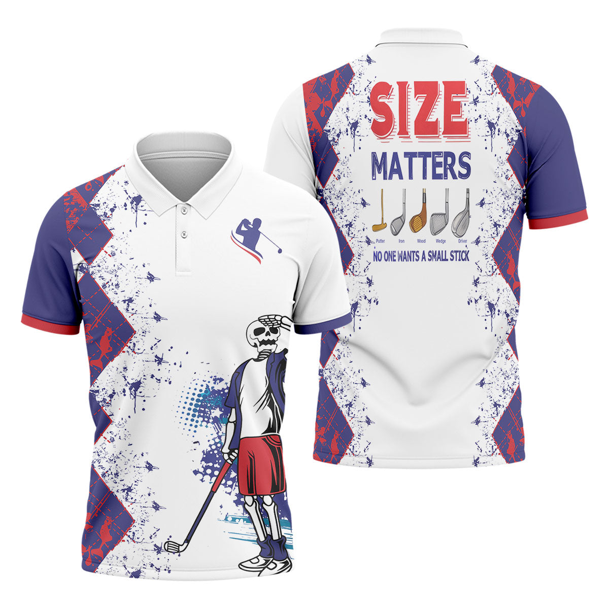 Size Matters No One Wants A Small Stick Mens Golf Polo Shirt, Mens Golf Gift, Funny Golf Shirt
