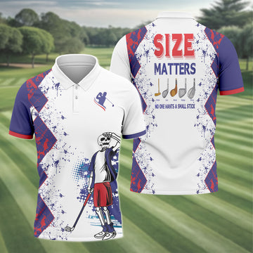 Size Matters No One Wants A Small Stick Mens Golf Polo Shirt, Mens Golf Gift, Funny Golf Shirt