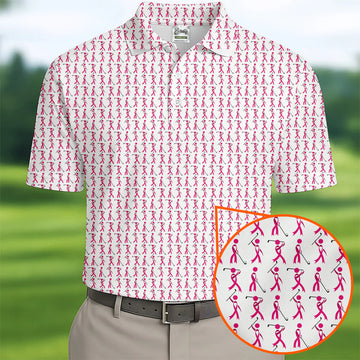 Funny Stick Breast Cancer Golf Shirt, Breast Cancer Support Shirts, Funny Men Golf Polo Shirt