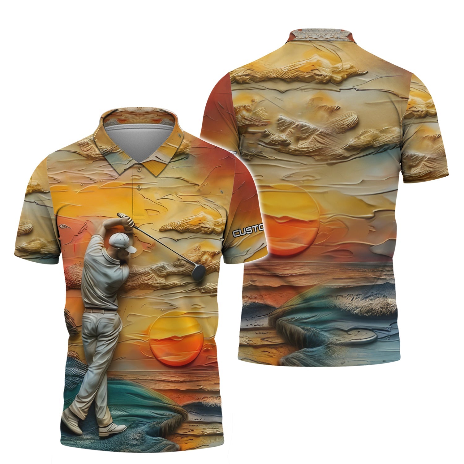 Golder Hour Golf Polo Shirt, Golfing Apparel, Golf Gift For Men