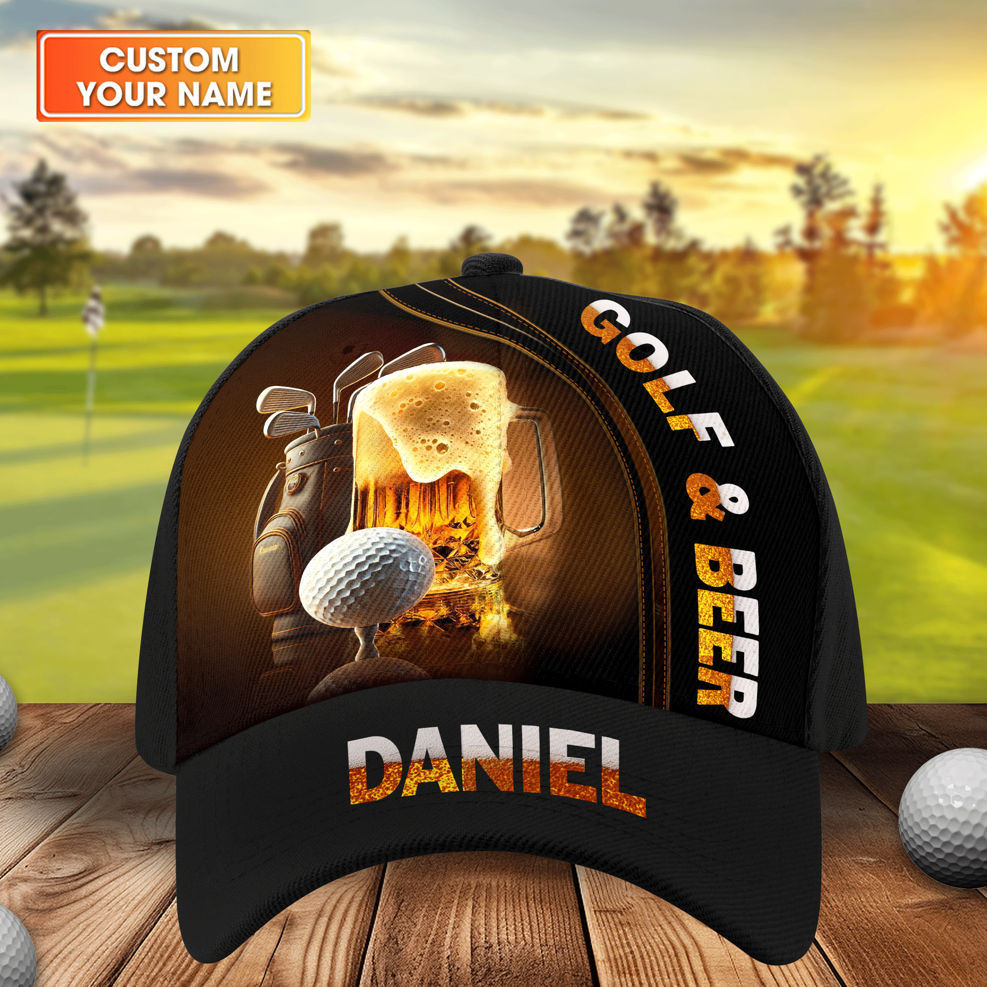 Golf And Beer Personalized Golf Cap, Gift For Dad, Golf Gift For Men