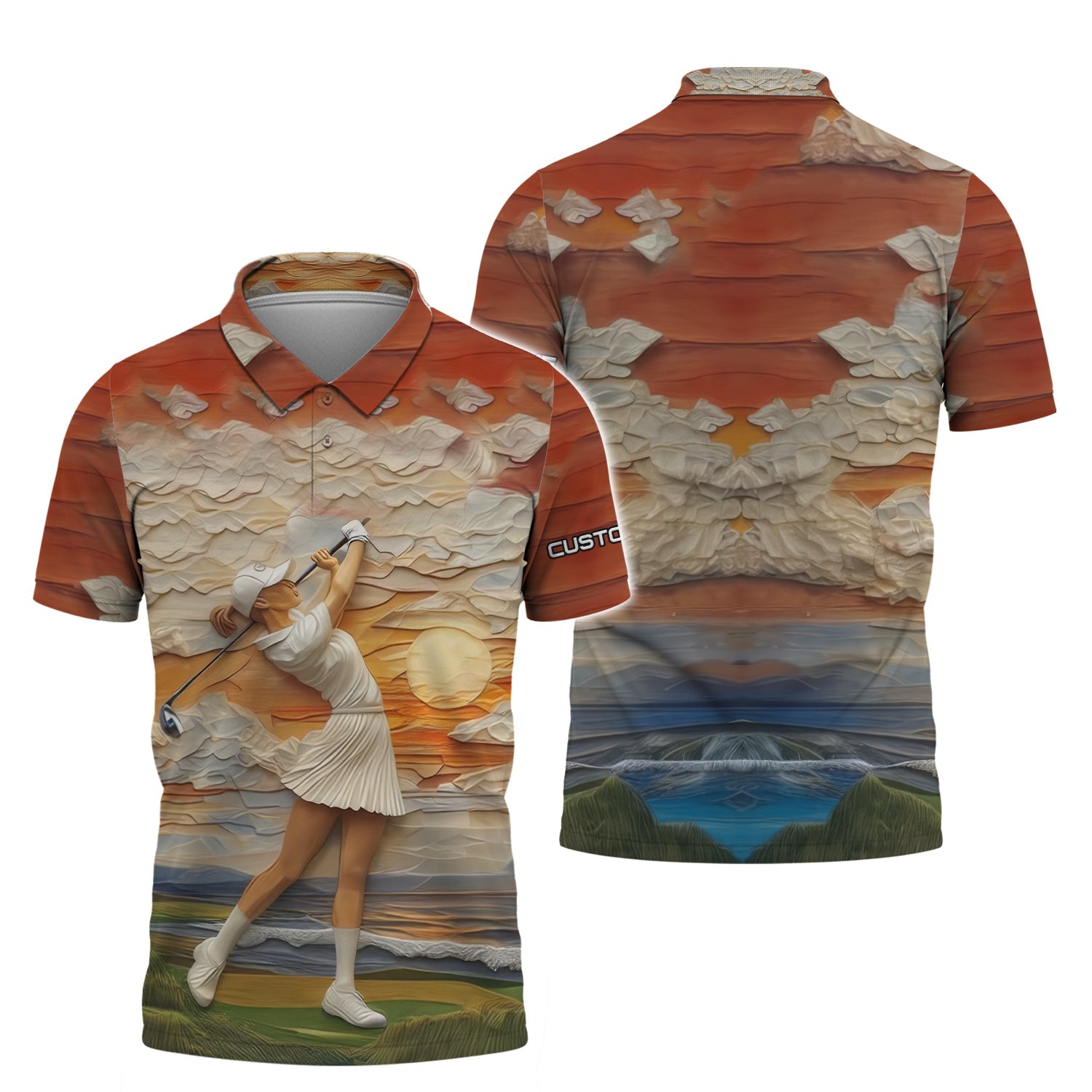Golder Hour Golf Polo Shirt, Golfing Apparel, Mens Golf Gifts