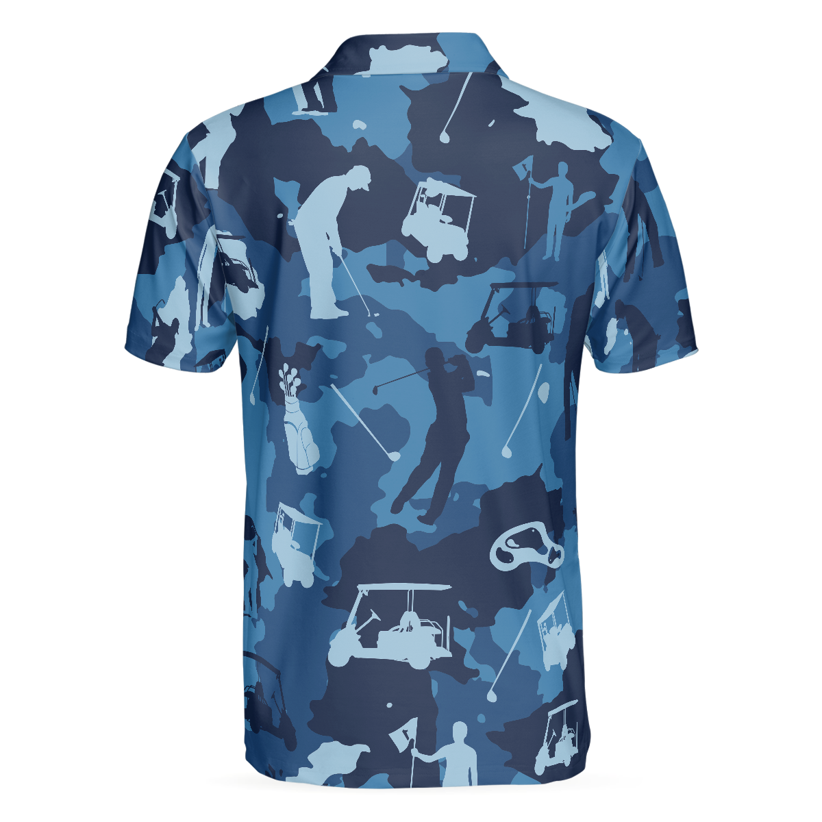 Blue Camouflage Golf Polo Shirt, Golfing Apparel, Golf Clothing, Mens Golf Gift
