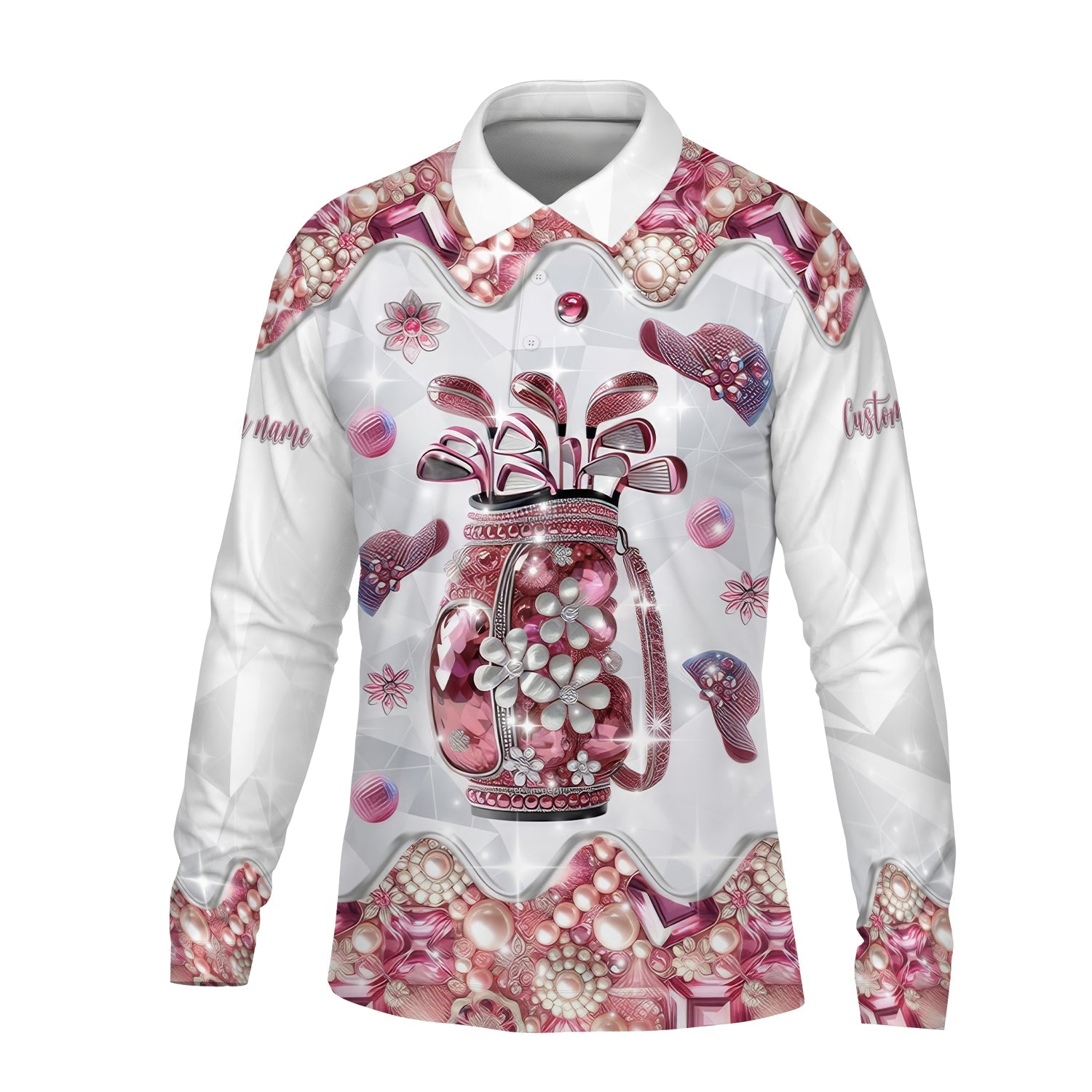 Pink Golf Bag Custom Men's Golf Polo Shirt, Golfing Apparel, Mens Golf Gift, Funny Golf Polos