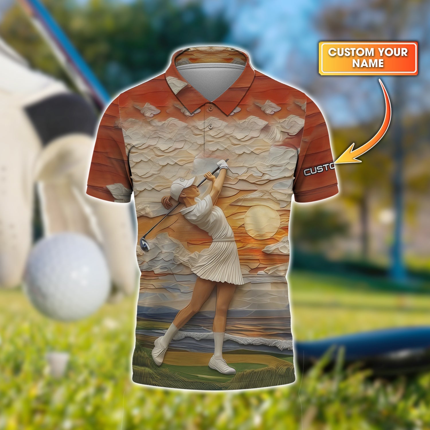 Golder Hour Golf Polo Shirt, Golfing Apparel, Mens Golf Gifts