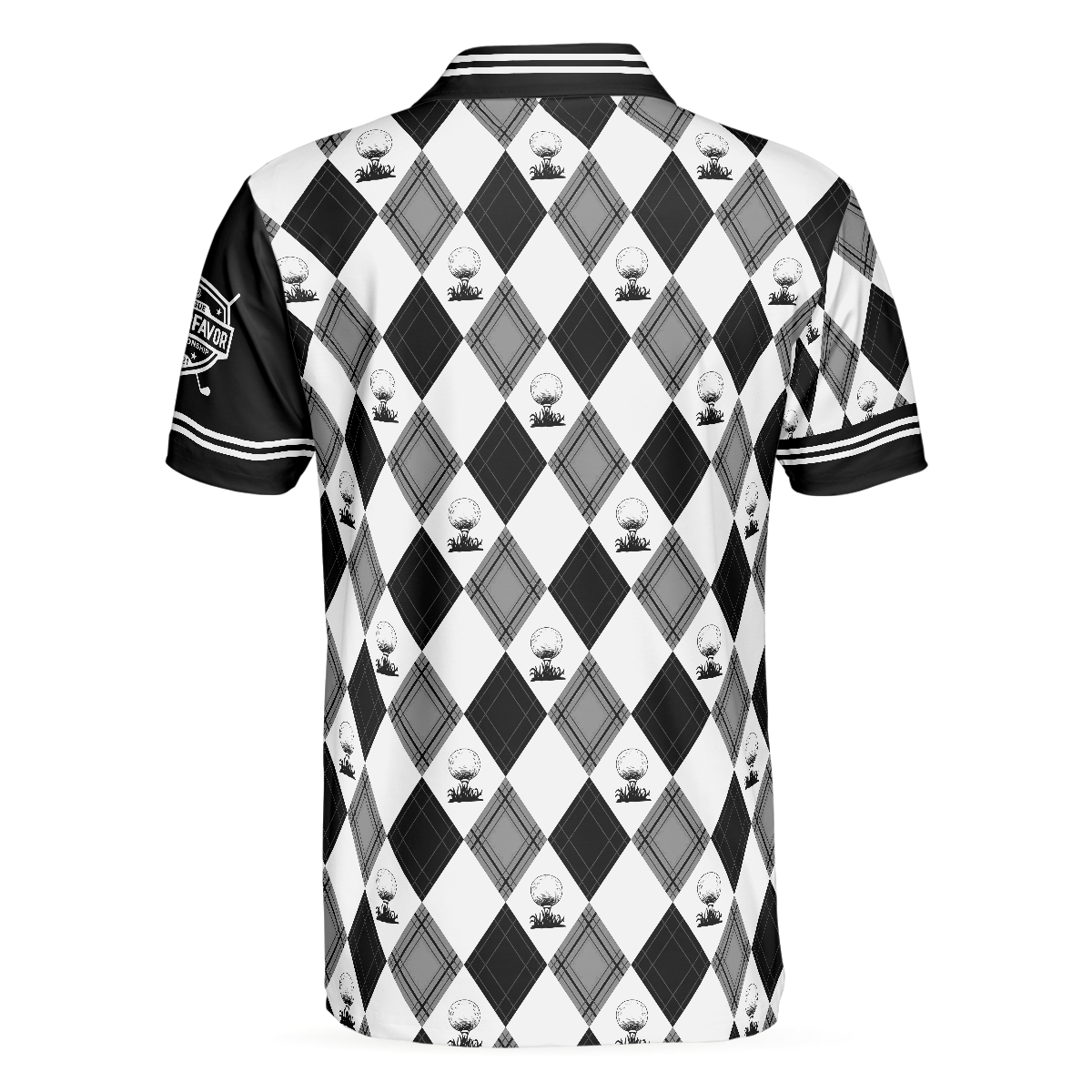 Black And White Argyle Men's Golf Polo Shirt, Golfing Apparel, Mens Golf Gift