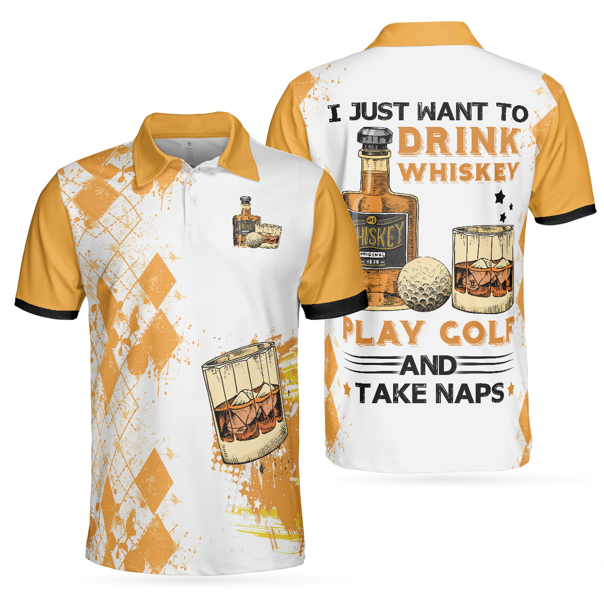 Play Golfs And Take Nap Men's Golf Polo Shirt, Golfing Apparel, Mens Golf Gift