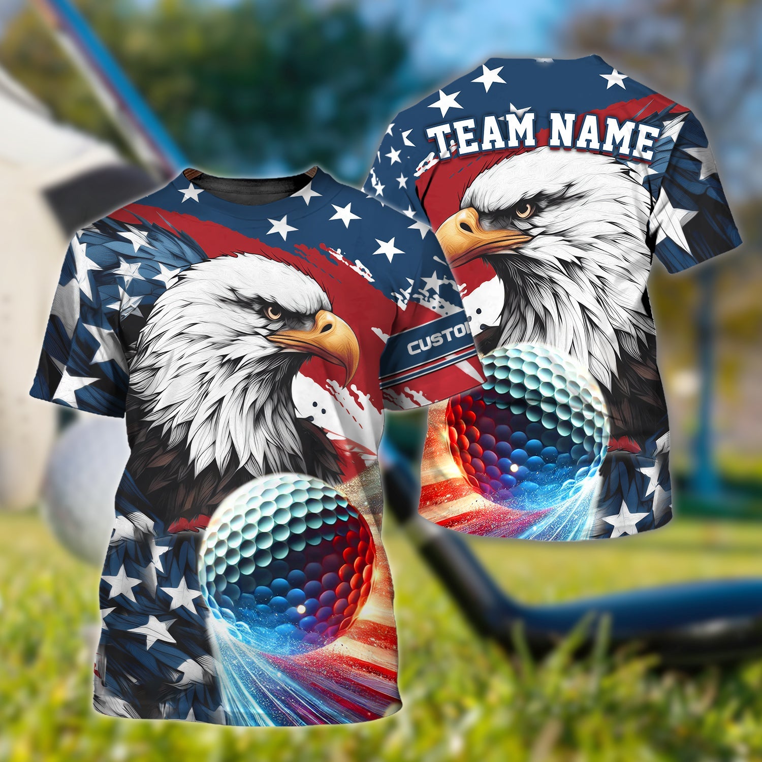 American Eagle Custom Golf Polo Shirt, Patriotic Golf Shirt, Gift For Golfers, Golf Gift Ideas