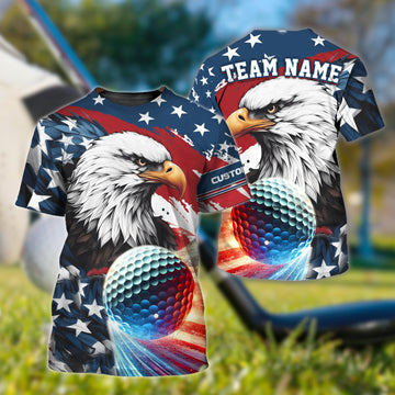 American Eagle Custom Golf Polo Shirt, US Patriotic Pride Men's Golf Polo Shirt, Patriotic Golf Shirt, USA Golf Shirt