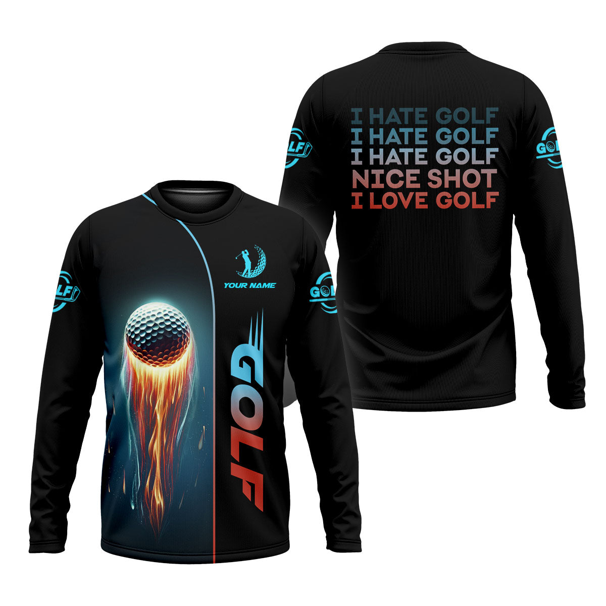 I Hate Golf Nice Shot I Love Golf, Shooting Star Custom Men's Golf Polo Shirt, Golfing Apparel, Mens Golf Gift