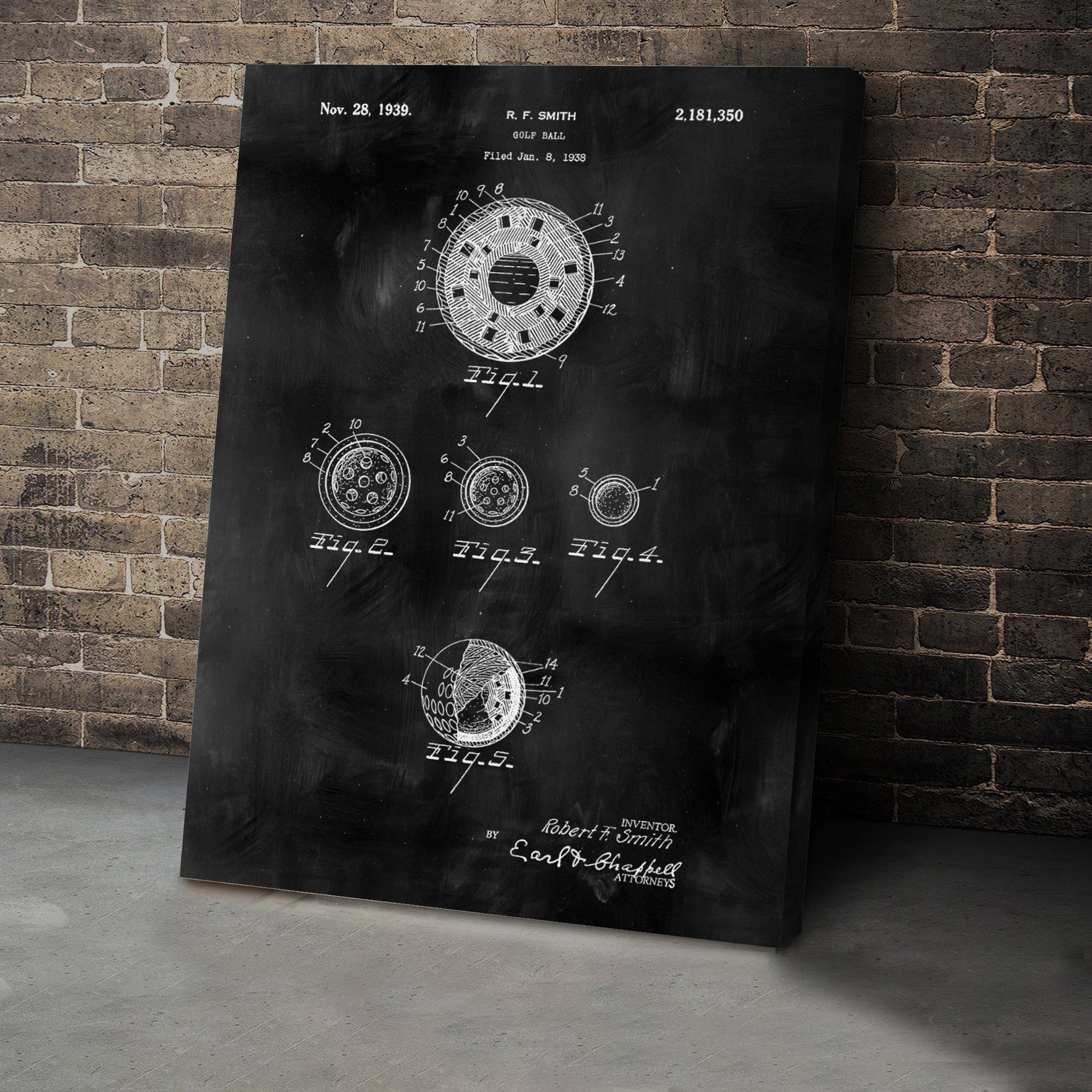 Golf Ball Patent Golf Canvas, Golf Art, Golf Canvas, Gifts For Golf Lovers