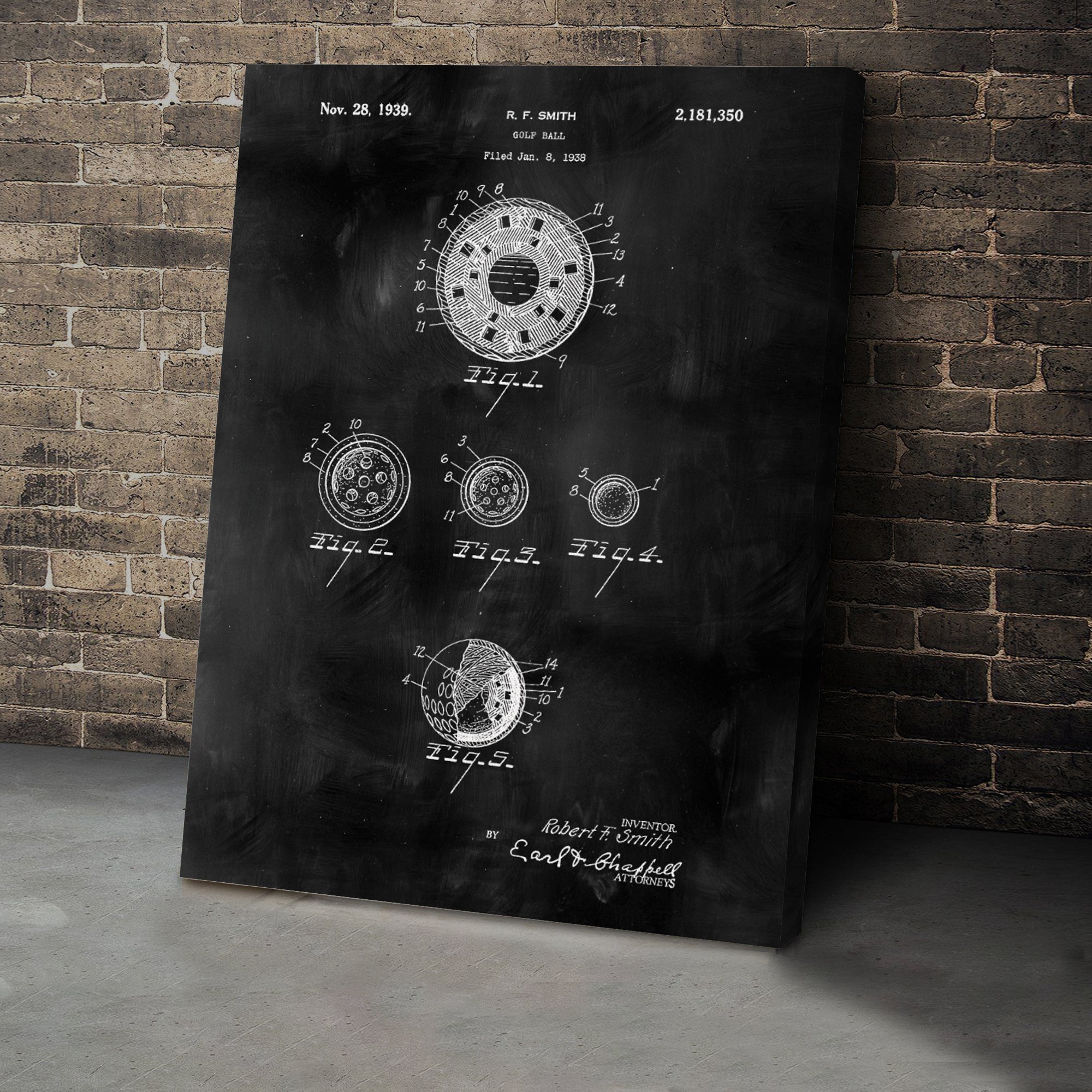 Golf Ball Patent Golf Canvas, Golf Art, Golf Canvas, Gifts For Golf Lovers