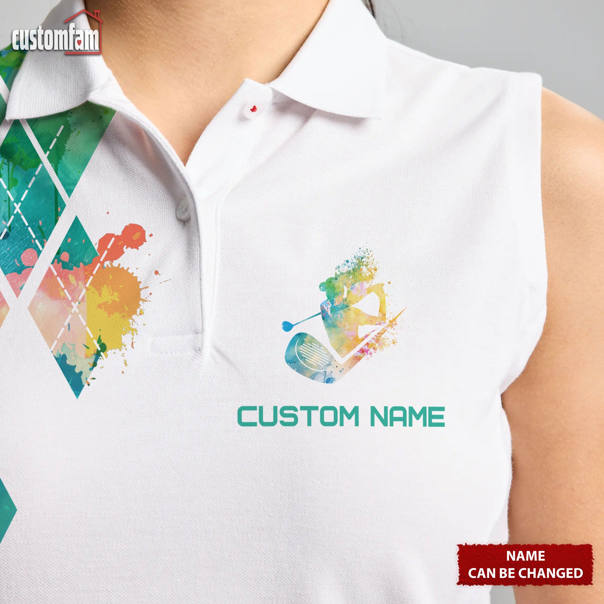 Swing Swear Drink Repeat Custom Name Golf Polo Shirt, Women Sleeveless Polo Shirt, Gift For Golfers