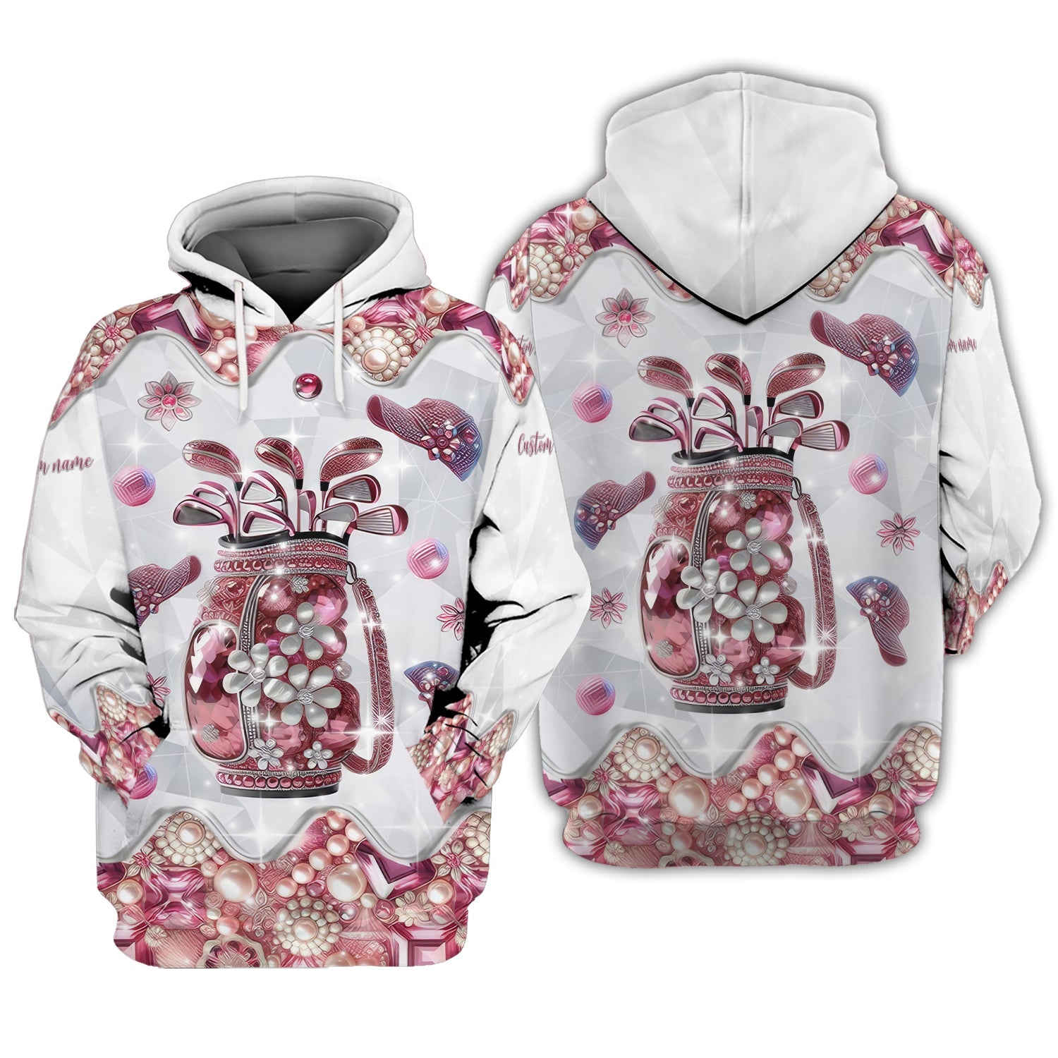 Pink Golf Bag Custom Men's Golf Polo Shirt, Golfing Apparel, Mens Golf Gift, Funny Golf Polos