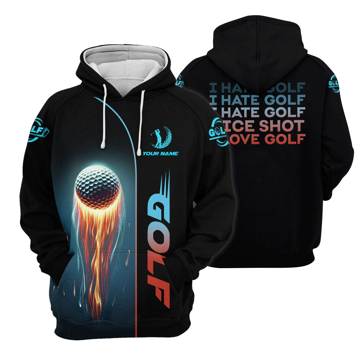 I Hate Golf Nice Shot I Love Golf, Shooting Star Custom Men's Golf Polo Shirt, Golfing Apparel, Mens Golf Gift