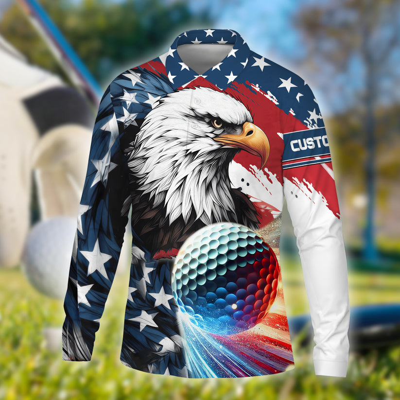 American Eagle Custom Golf Polo Shirt, Custom Men's Golf Polo Shirt, Golfing Apparel, Gift For Golfers