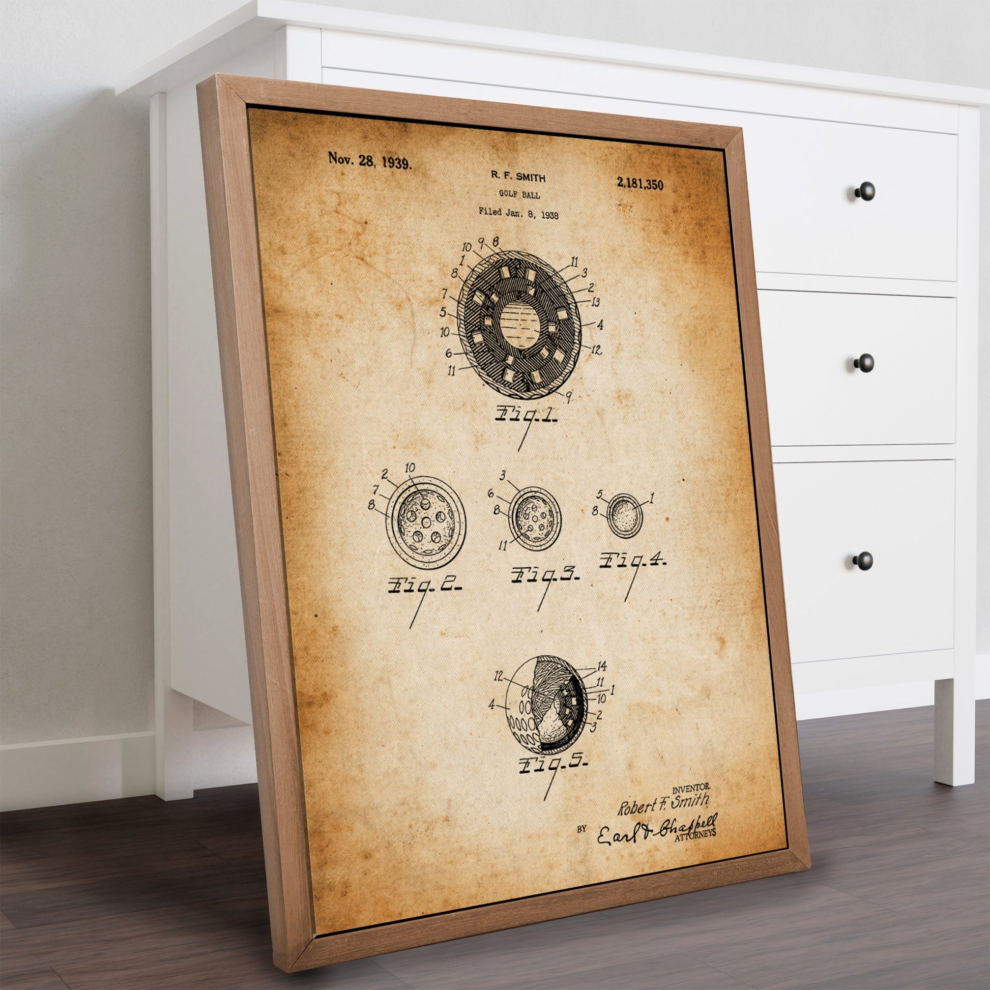 Golf Ball Patent Golf Canvas, Golf Art, Golf Canvas, Gifts For Golf Lovers