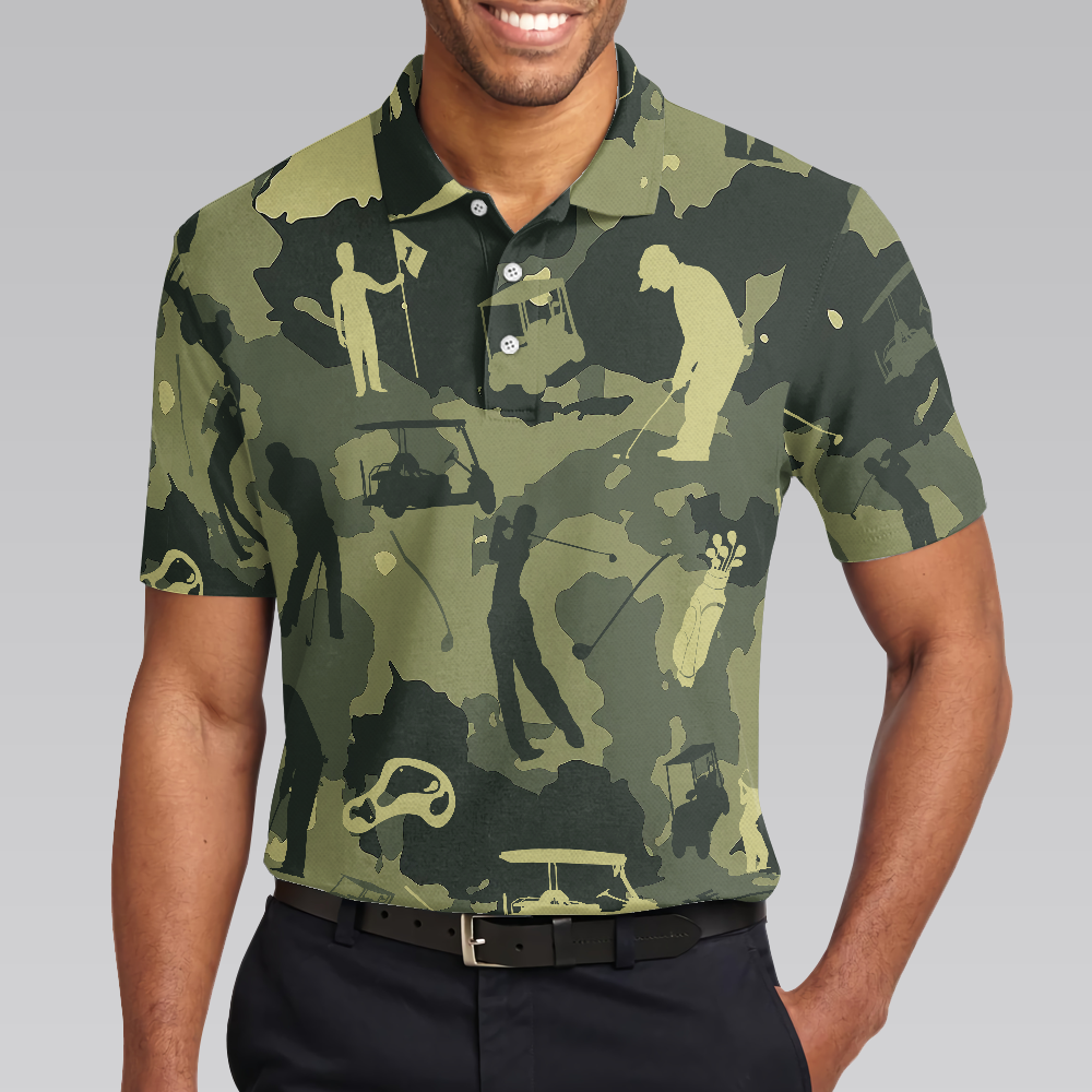 Camouflage Golf Polo Shirt, Golfing Apparel, Mens Golf Gift