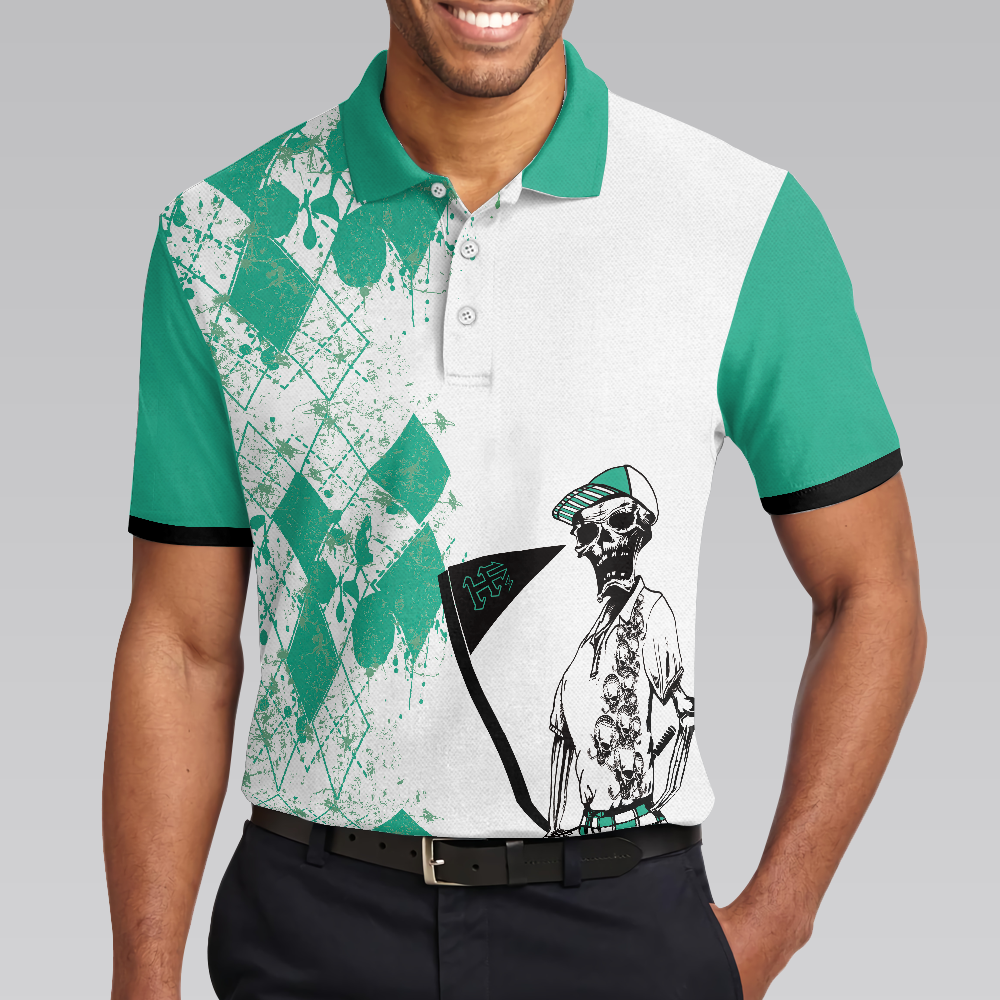 Skeleton Golfer Golf Polo Shirt, Golfing Apparel, Golf Clothing, Mens Golf Gift