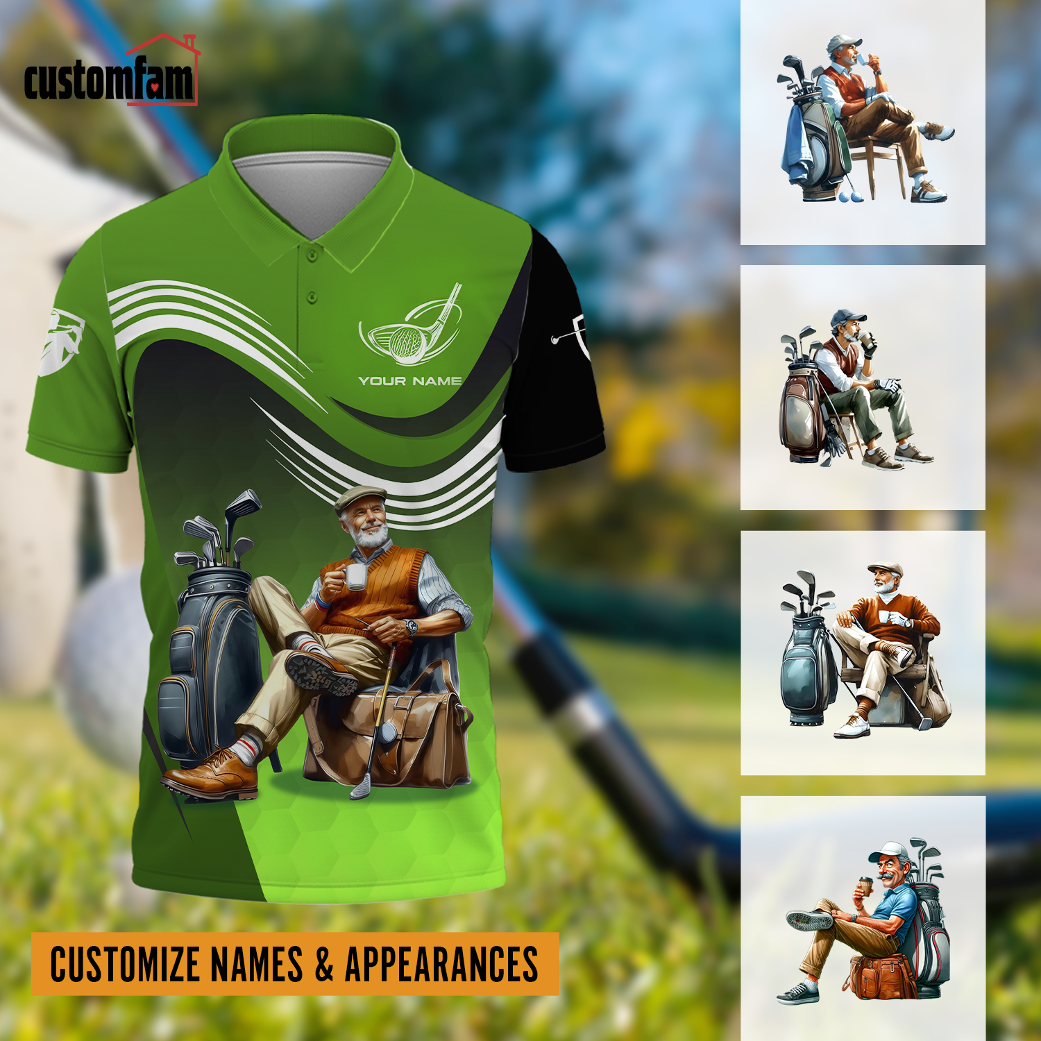 Classic Senior Golfer Custom Men's Golf Polo Shirt, Golfing Apparel, Gift For Golfers