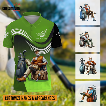 Classic Senior Golfer Custom Men's Golf Polo Shirt, Golfing Apparel, Gift For Golfers