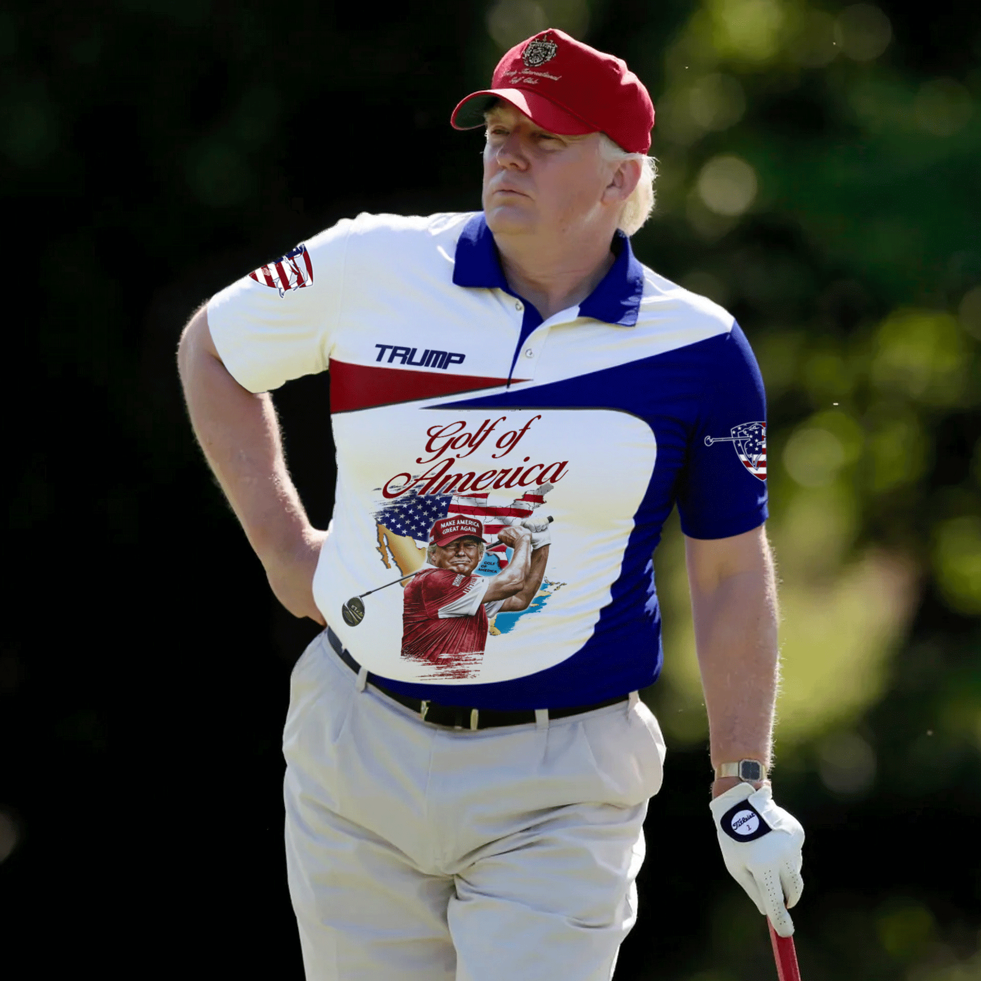 Trump Golf Of America Custom Men's Golf Polo Shirt, US Patriotic Pride Men's Golf Polo Shirt, Patriotic Golf Shirt, USA Golf Shirt