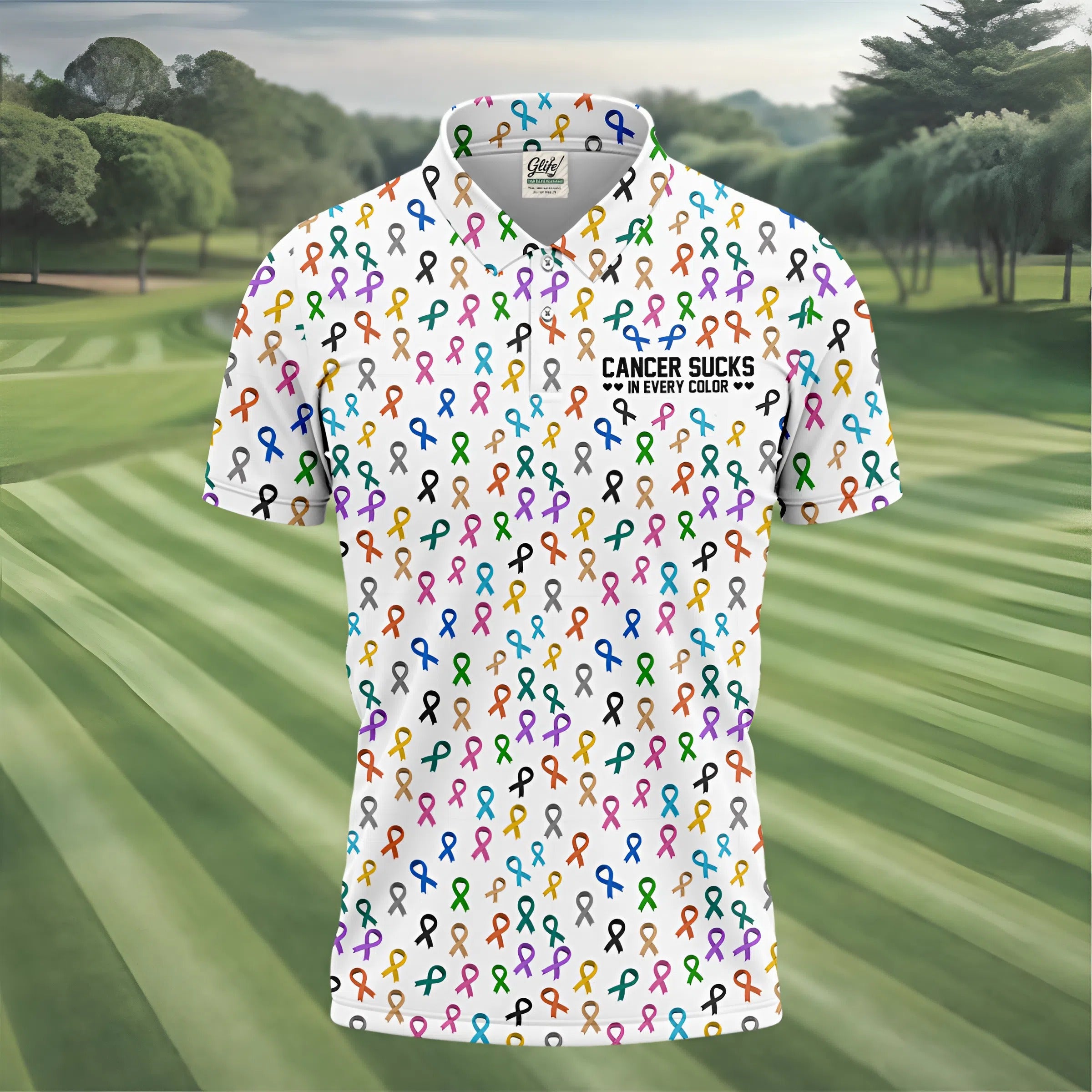 Cancer Sucks In Every Color Men's Polo Shirt, Cancer Awareness Shirt, Cancer Survivor Shirt, Golf Gift For Men