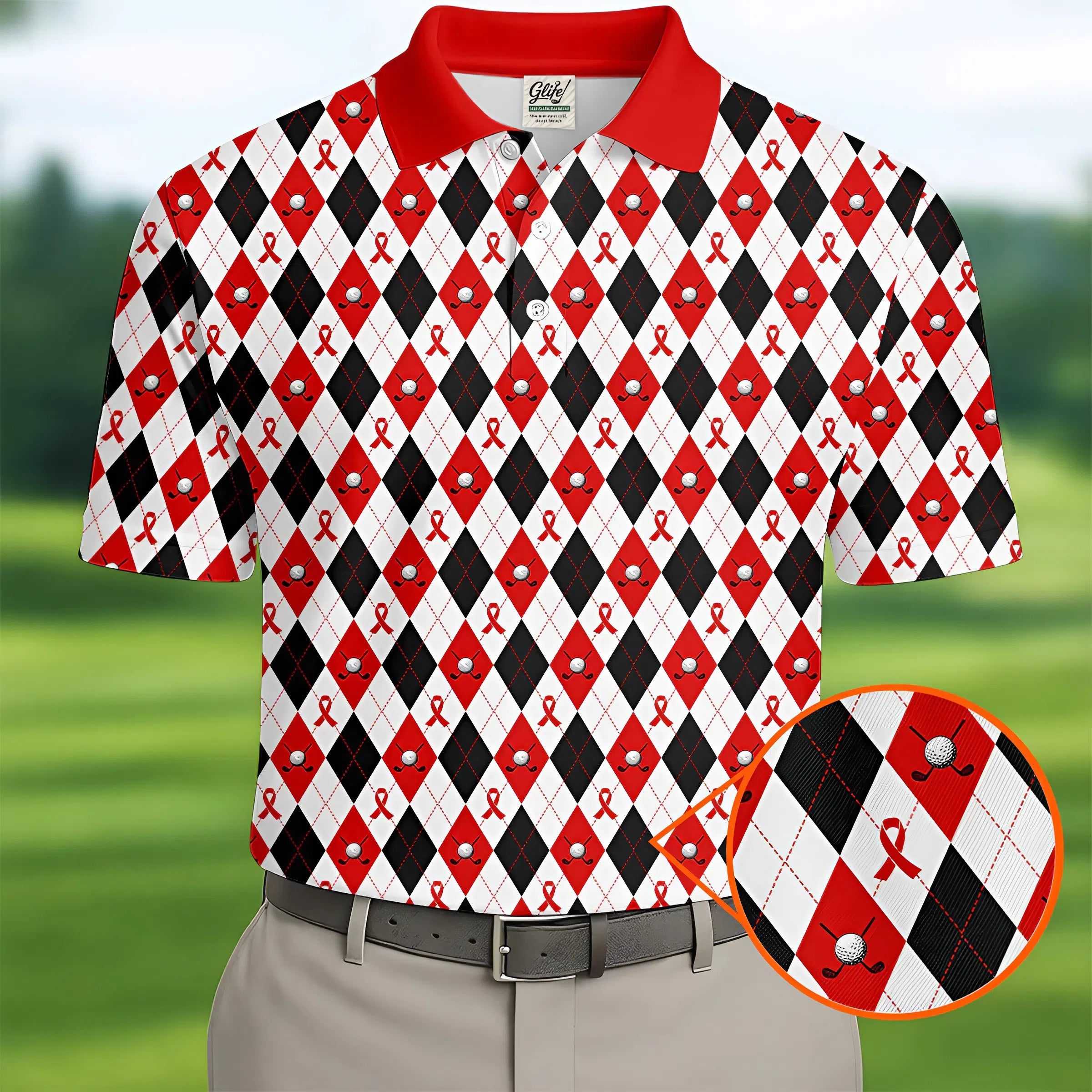Blood Cancer Men's Polo Shirt, Blood Cancer Awareness Shirt, Men Golf Shirt, Golf Gift For Men