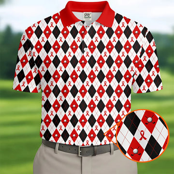 Blood Cancer Men's Polo Shirt, Blood Cancer Awareness Shirt, Men Golf Shirt, Golf Gift For Men