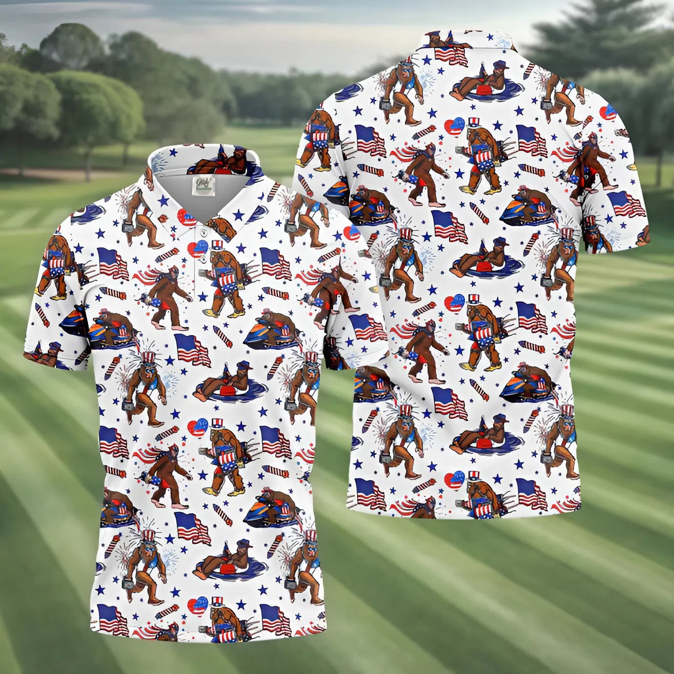 Bigfoot Sasquatch Funny Golf Polo Shirt, Christmas Golf Gift, Dad Golf Gift