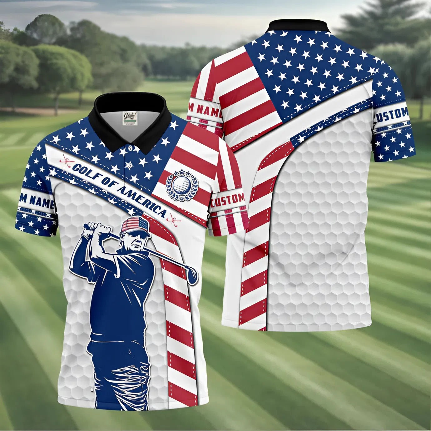 Funny Trump Golf Of America Custom Polos For Men, Mens Golf Gift, Golfing Apparel, Mens Polo Shirts