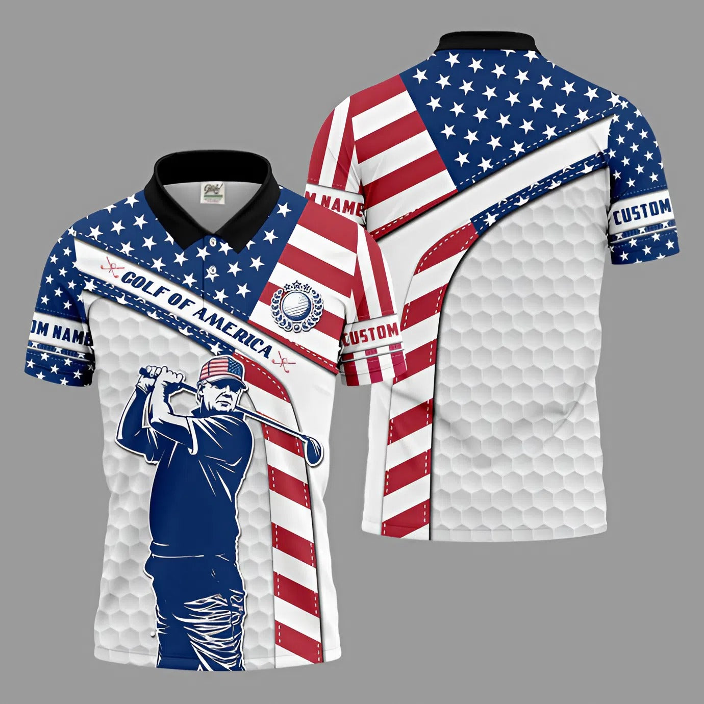 Funny Trump Golf Of America Custom Polos For Men, Mens Golf Gift, Golfing Apparel, Mens Polo Shirts
