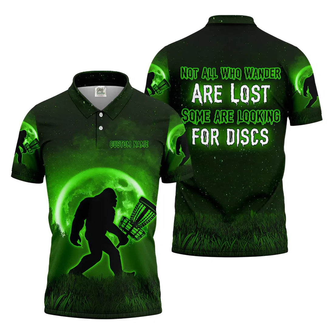 Not All Who Wander Are Lost Bigfoot Disc Golf Shirt, Personalized Golf Shirt, Funny Golf Polo Shirt
