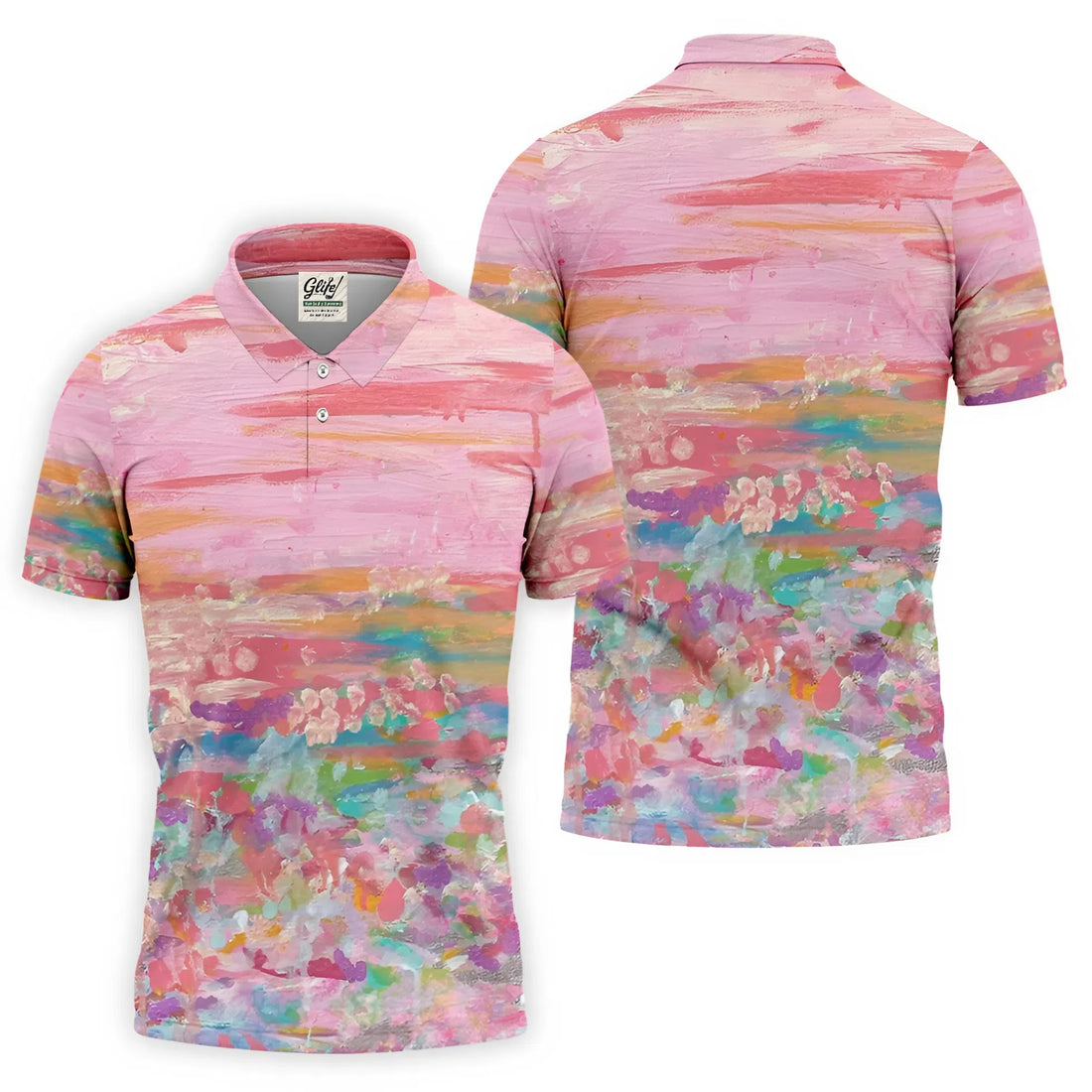 Ombre Colorful Breast Cancer Golf Shirt, Couple Golf Shirt, Matching Golf Shirt, His And Hers Golf Shirts