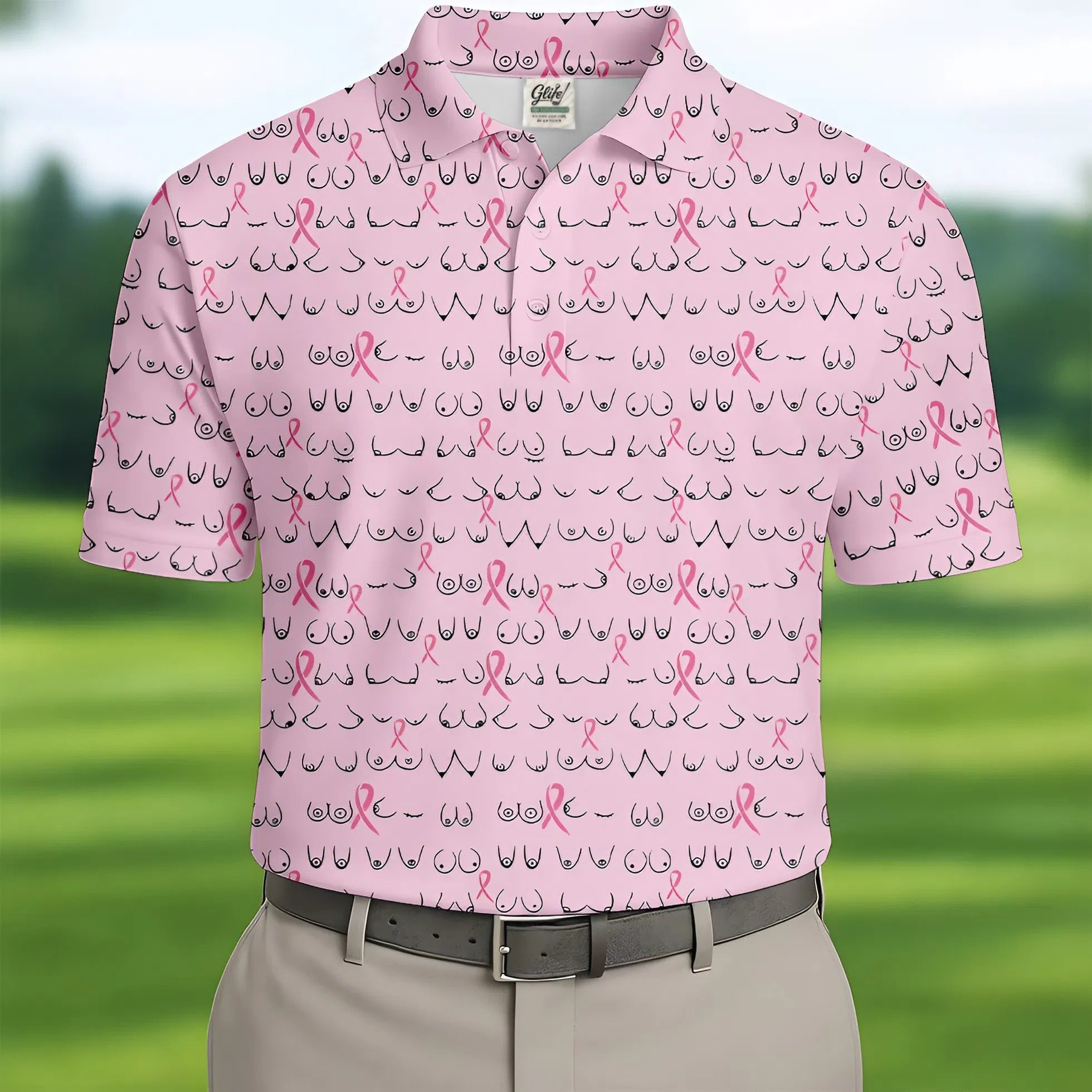 Breast Cancer Golf Shirt, Breast Cancer Awareness Shirt, Couple Golf Shirt. Matching Golf Shirt, His And Hers Golf Shirts