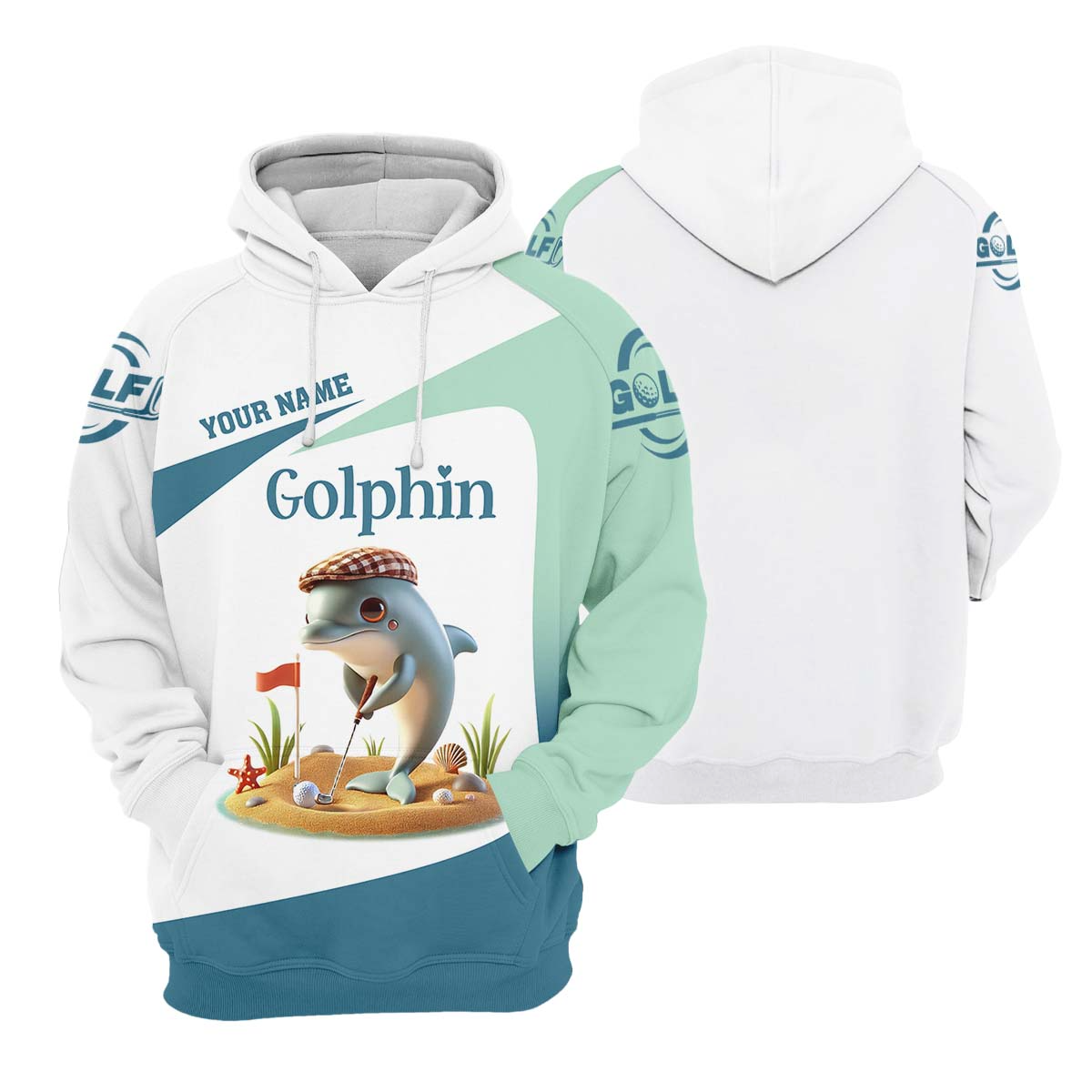 Golfin’ Dolphin Custom Golf Polo Shirt, Ladies Golf Shirts, Womens Golf Gift, Funny Golf Polo Shirt